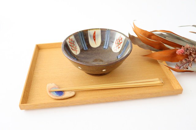 Toshin Kiln Round Bowl Red-painted  15cm/5.9in | Tsuboya Ware Yachimun-Detail5