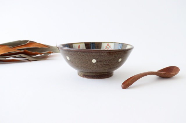 Toshin Kiln Round Bowl Red-painted  15cm/5.9in | Tsuboya Ware Yachimun-Detail6