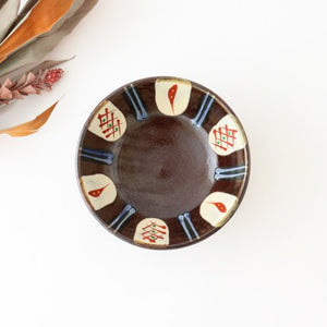 Toshin Kiln Round Bowl Red-painted  15cm/5.9in | Tsuboya Ware Yachimun-Detail7