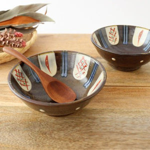 Toshin Kiln Round Bowl Red-painted  15cm/5.9in | Tsuboya Ware Yachimun-Detail9