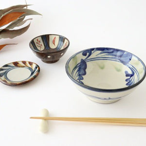 Toshin Kiln Round Bowl Blue and Green Arabesque 15cm/5.9in | Tsuboya Ware Yachimun-Detail11