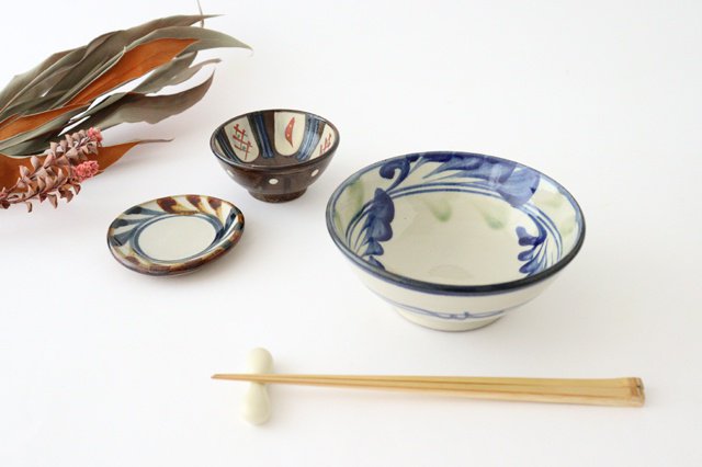 Toshin Kiln Round Bowl Blue and Green Arabesque 15cm/5.9in | Tsuboya Ware Yachimun-Detail11