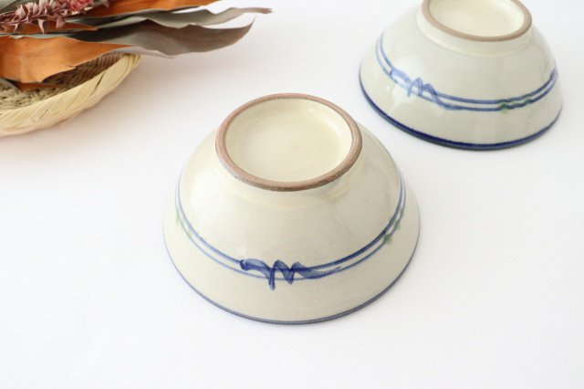 Toshin Kiln Round Bowl Blue and Green Arabesque 15cm/5.9in | Tsuboya Ware Yachimun-Detail3