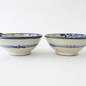 Toshin Kiln Round Bowl Blue and Green Arabesque 15cm/5.9in | Tsuboya Ware Yachimun-Detail5