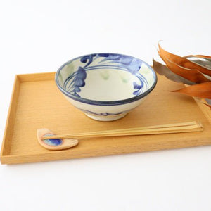 Toshin Kiln Round Bowl Blue and Green Arabesque 15cm/5.9in | Tsuboya Ware Yachimun-Detail6