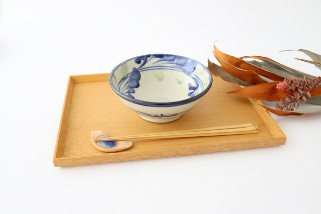 Toshin Kiln Round Bowl Blue and Green Arabesque 15cm/5.9in | Tsuboya Ware Yachimun-Detail6