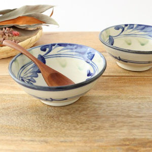 Toshin Kiln Round Bowl Blue and Green Arabesque 15cm/5.9in | Tsuboya Ware Yachimun-Detail9