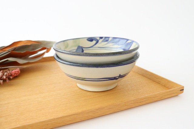 Toshin Kiln Round Bowl Blue and Green Arabesque 15cm/5.9in | Tsuboya Ware Yachimun-Detail10