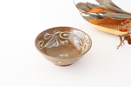 Toshin Kiln Round Bowl Slip-trailing 15cm/5.9in | Tsuboya Ware Yachimun-TOP