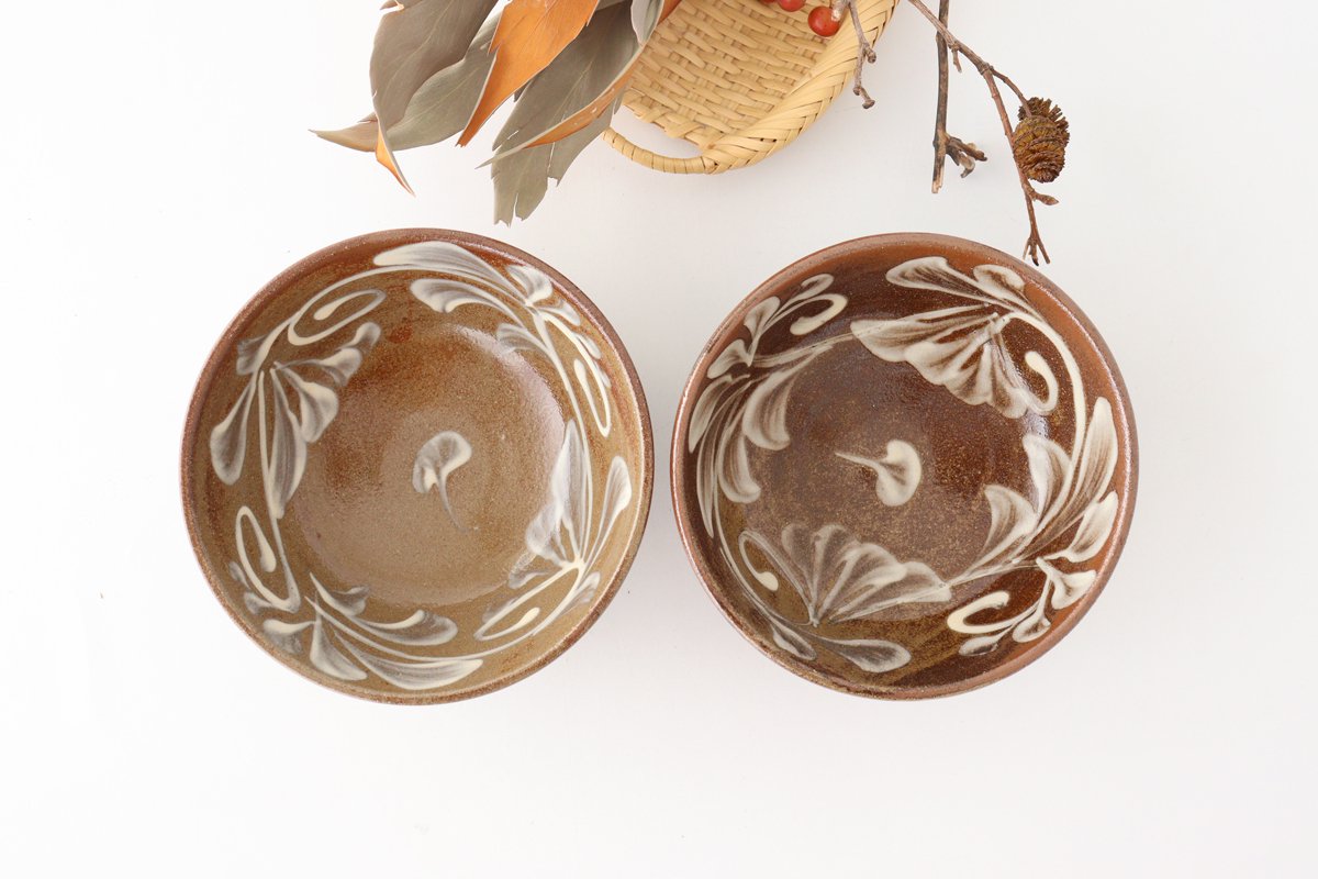 Toshin Kiln Round Bowl Slip-trailing 15cm/5.9in | Tsuboya Ware Yachimun-Detail2