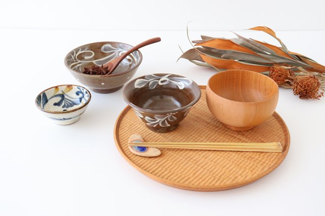 Toshin Kiln Round Bowl Slip-trailing 15cm/5.9in | Tsuboya Ware Yachimun-Detail11