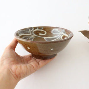 Toshin Kiln Round Bowl Slip-trailing 15cm/5.9in | Tsuboya Ware Yachimun-Detail4