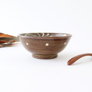 Toshin Kiln Round Bowl Slip-trailing 15cm/5.9in | Tsuboya Ware Yachimun-Detail5