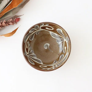 Toshin Kiln Round Bowl Slip-trailing 15cm/5.9in | Tsuboya Ware Yachimun-Detail7