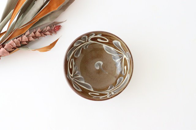 Toshin Kiln Round Bowl Slip-trailing 15cm/5.9in | Tsuboya Ware Yachimun-Detail7