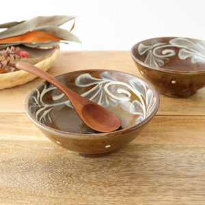 Toshin Kiln Round Bowl Slip-trailing 15cm/5.9in | Tsuboya Ware Yachimun-Detail9