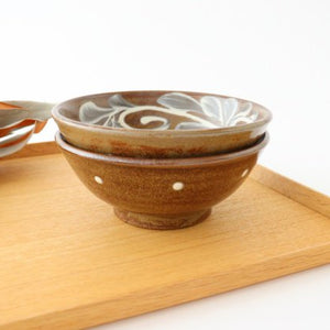 Toshin Kiln Round Bowl Slip-trailing 15cm/5.9in | Tsuboya Ware Yachimun-Detail10