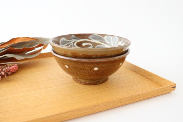 Toshin Kiln Round Bowl Slip-trailing 15cm/5.9in | Tsuboya Ware Yachimun-Detail10