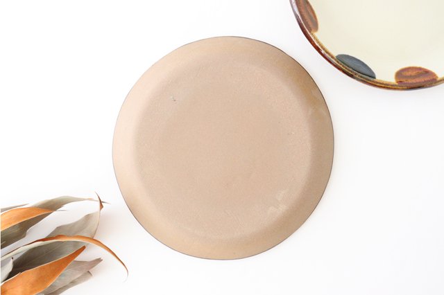 Toshin Kiln Round Plate Brown and Blue Dots 21cm/8.3in | Tsuboya Ware Yachimun