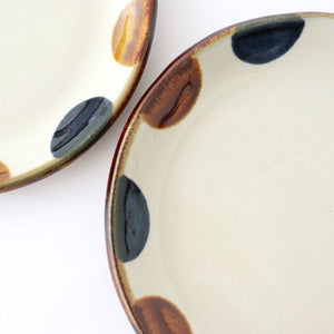 Toshin Kiln Round Plate Brown and Blue Dots 21cm/8.3in | Tsuboya Ware  Yachimun-Detail8