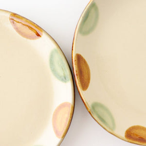 Toshin Kiln Round Plate Brown and Green Dots 21cm/8.3in | Tsuboya Ware  Yachimun-Detail8