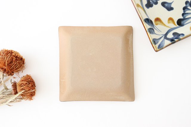 Toshin Kiln Square Plate Arabesque Blue&Brown | Sushi Plae Tsuboya Ware Yachimun-Detail3