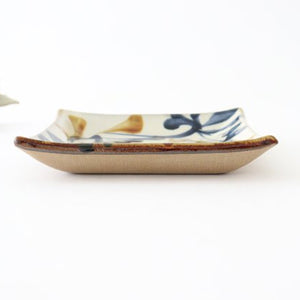Toshin Kiln Square Plate Arabesque Blue&Brown | Sushi Plae Tsuboya Ware Yachimun-Detail4