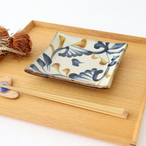 Toshin Kiln Square Plate Arabesque Blue&Brown | Sushi Plae Tsuboya Ware Yachimun-Detail5