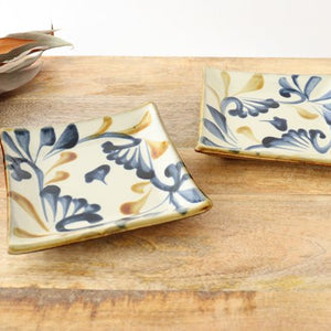 Toshin Kiln Square Plate Arabesque Blue&Brown | Sushi Plae Tsuboya Ware Yachimun-Detail9