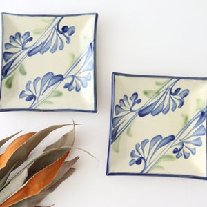 Toshin Kiln Square Plate Arabesque Blue | Sushi Plae Tsuboya Ware Yachimun-Detail2