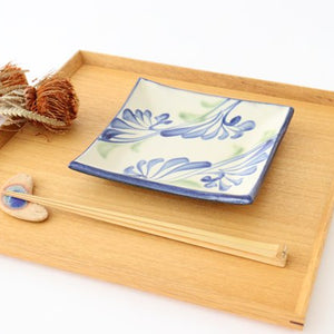 Toshin Kiln Square Plate Arabesque Blue | Sushi Plae Tsuboya Ware Yachimun-Detail6