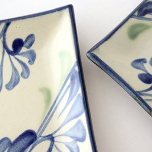 Toshin Kiln Square Plate Arabesque Blue | Sushi Plae Tsuboya Ware Yachimun-Detail8