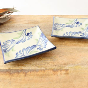 Toshin Kiln Square Plate Arabesque Blue | Sushi Plae Tsuboya Ware Yachimun-Detail9
