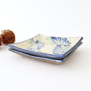 Toshin Kiln Square Plate Arabesque Blue | Sushi Plae Tsuboya Ware Yachimun-Detail10