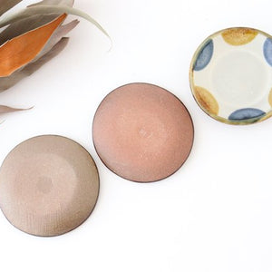 Toshin Kiln Small Round Plate Brown and Blue Dots 9cm/3.5in | Tsuboya Ware Yachimun-Detail3