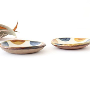 Toshin Kiln Small Round Plate Brown and Blue Dots 9cm/3.5in | Tsuboya Ware Yachimun-Detail4