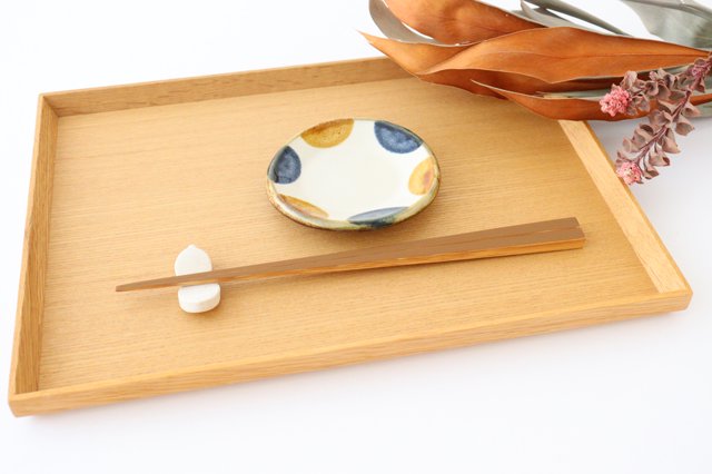 Toshin Kiln Small Round Plate Brown and Blue Dots 9cm/3.5in | Tsuboya Ware Yachimun