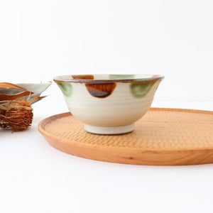 Toshin Kiln Rice Bowl Brown&Green Dot | Tsuboya Ware  Yachimun-Detail4