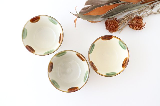 Toshin Kiln Rice Bowl Brown&Green Dot | Tsuboya Ware  Yachimun-Detail8