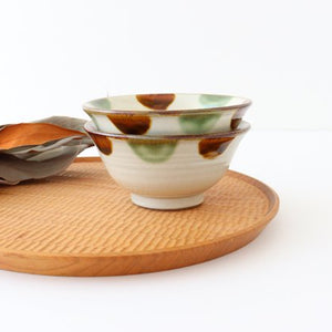 Toshin Kiln Rice Bowl Brown&Green Dot | Tsuboya Ware  Yachimun-Detail10