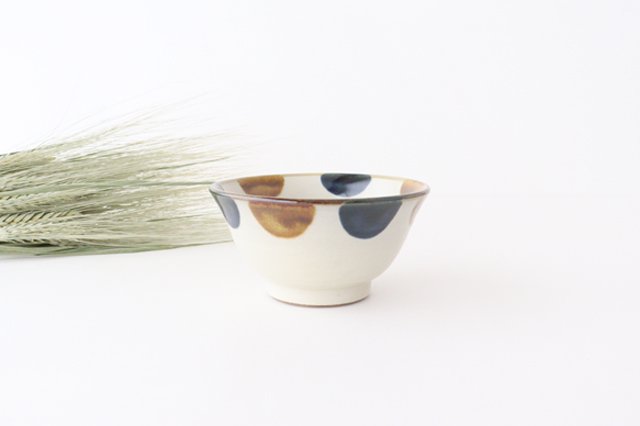 Toshin Kiln Rice Bowl Blue&Brown Dot | Tsuboya Ware  Yachimun-TOP