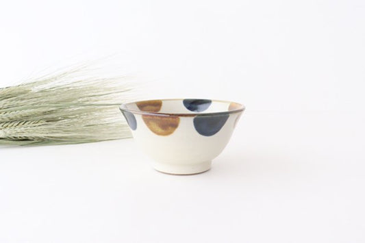Toshin Kiln Rice Bowl Blue&Brown Dot | Tsuboya Ware  Yachimun-TOP