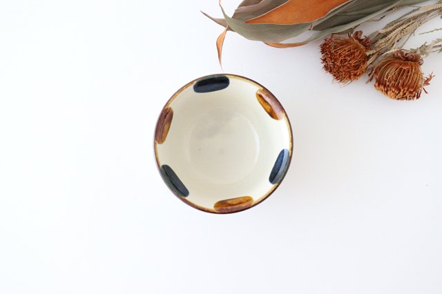Toshin Kiln Rice Bowl Blue&Brown Dot | Tsuboya Ware  Yachimun-Detail2
