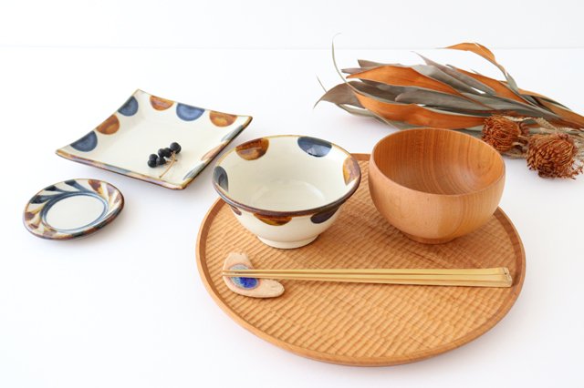 Toshin Kiln Rice Bowl Blue&Brown Dot | Tsuboya Ware  Yachimun-Detail11