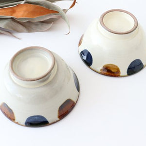 Toshin Kiln Rice Bowl Blue&Brown Dot | Tsuboya Ware  Yachimun-Detail3
