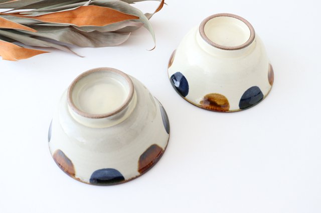 Toshin Kiln Rice Bowl Blue&Brown Dot | Tsuboya Ware  Yachimun-Detail3