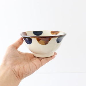 Toshin Kiln Rice Bowl Blue&Brown Dot | Tsuboya Ware  Yachimun-Detail4