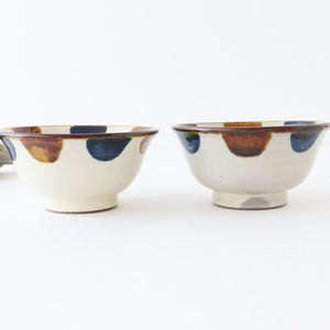 Toshin Kiln Rice Bowl Blue&Brown Dot | Tsuboya Ware  Yachimun-Detail6