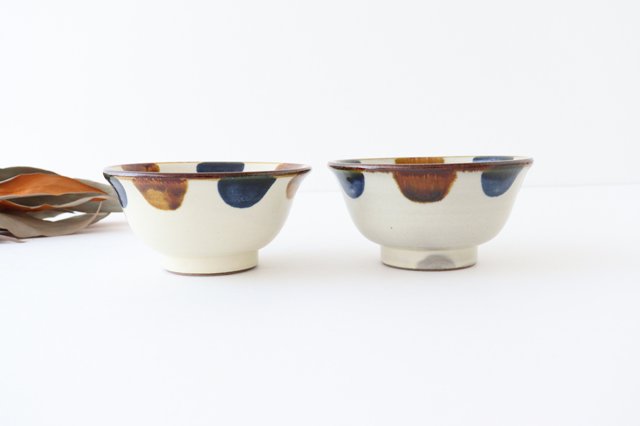Toshin Kiln Rice Bowl Blue&Brown Dot | Tsuboya Ware  Yachimun-Detail6