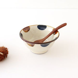 Toshin Kiln Rice Bowl Blue&Brown Dot | Tsuboya Ware  Yachimun-Detail7